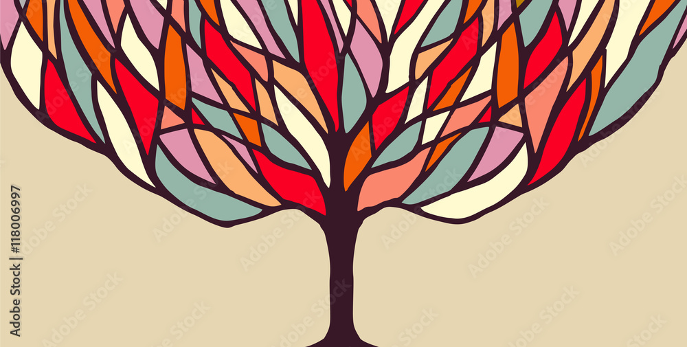 Obraz premium Colorful tree concept illustration for banner