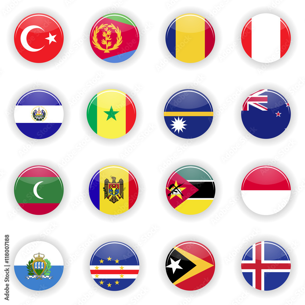 Flags set. Universal flags set to use for web and mobile UI vector illustration Flags set. Universal flags set to use for web and mobile UI vector illustration