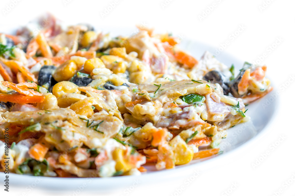 Mexican salad with mushrooms and mayonnaise, food Mexican salad with mushrooms and mayonnaise, food