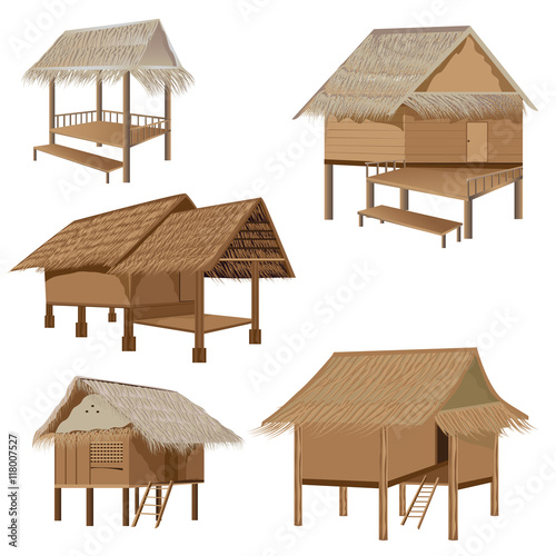 straw hut vector design