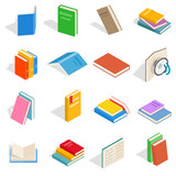 Isometric book icons set. Universal book icons to use for web and mobile UI, set of basic book elements isolated vector illustration