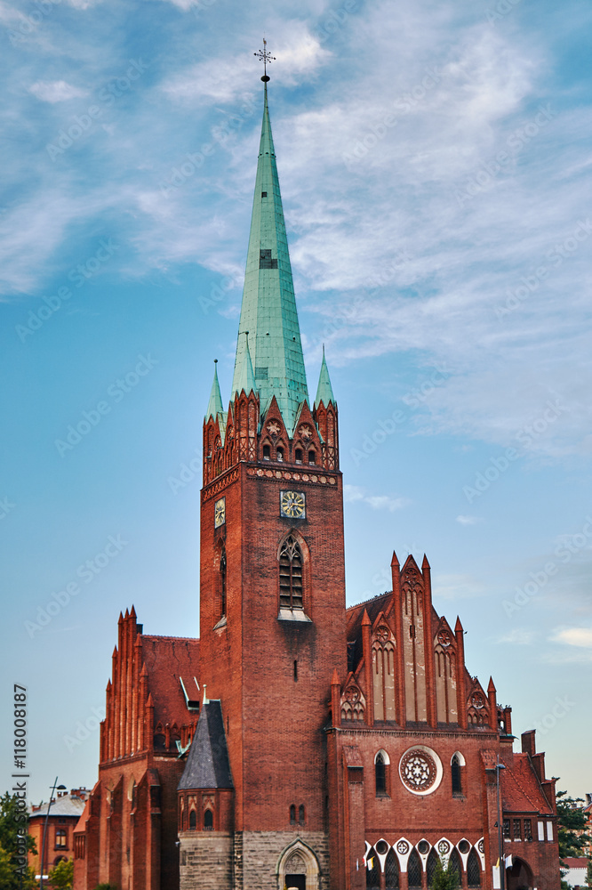 Tower neo-Gothic church in Legnica in Poland.