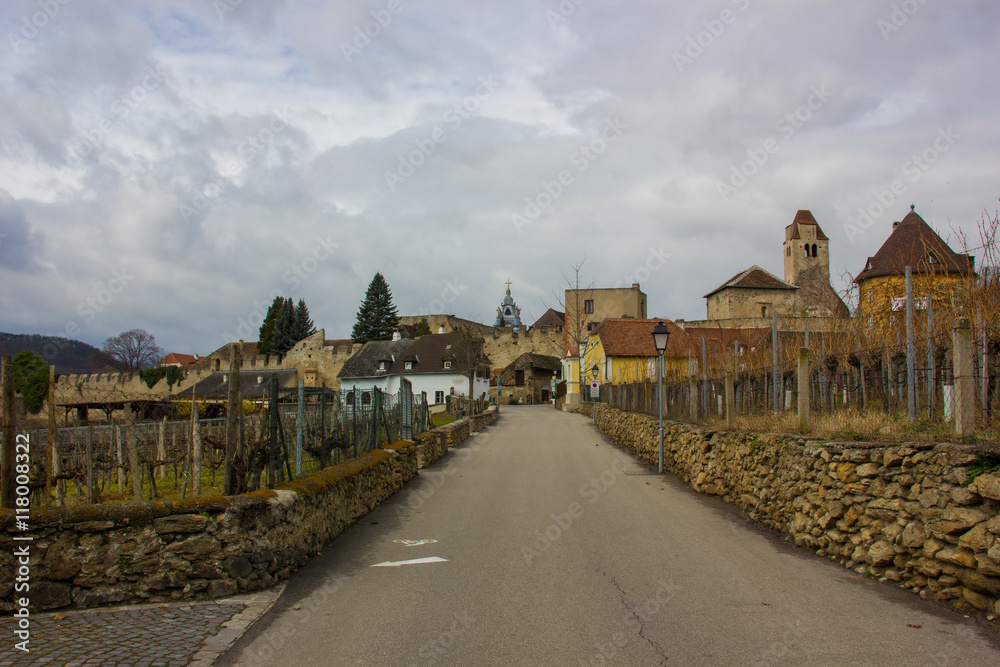 Fototapeta premium Durnstein, Wachau, Austria. Early spring.