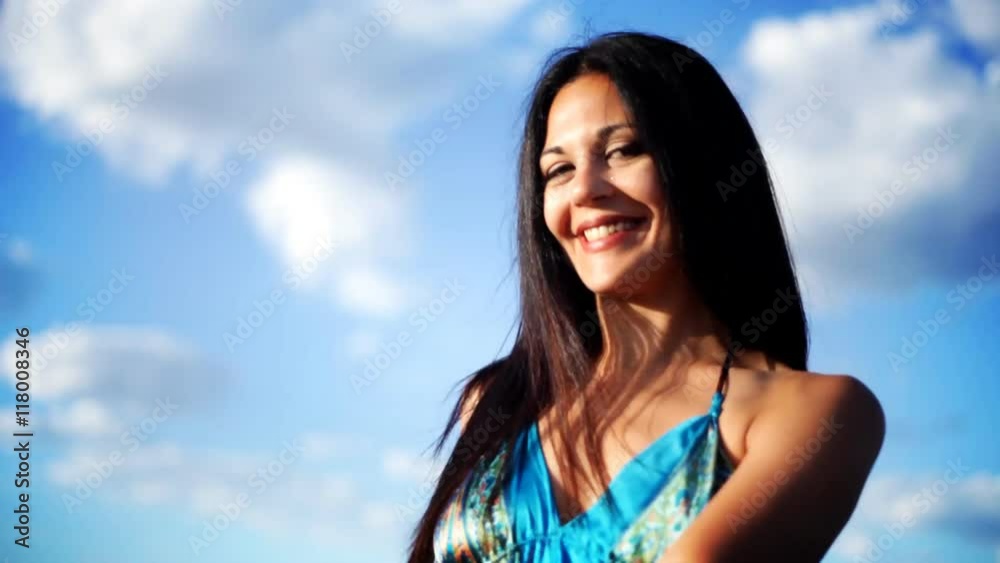 beautiful dancer at sunrise on a beach