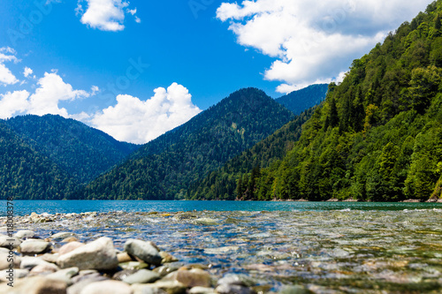 Abkhazia. Riza lake. Mountain lake