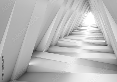 Abstract tunnel in the gray notes. The light at the end of the tunnel