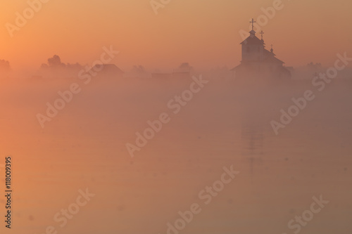 Beautiful sunrise over Church.