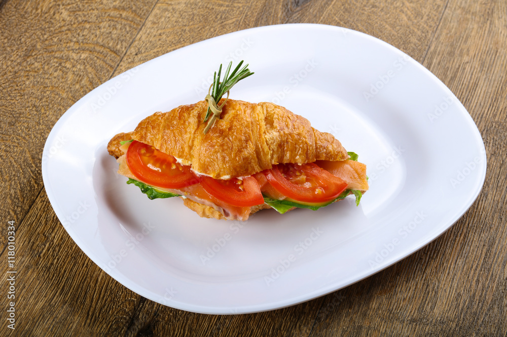 Croissant with salmon