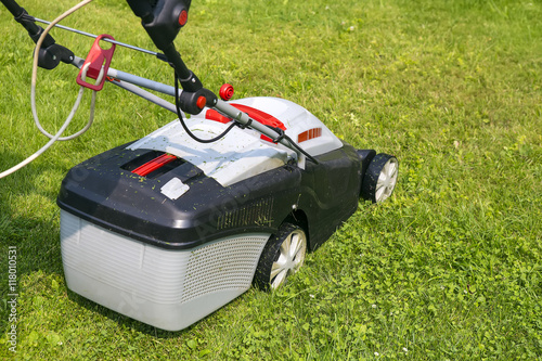 lawn-mower electric on green grass