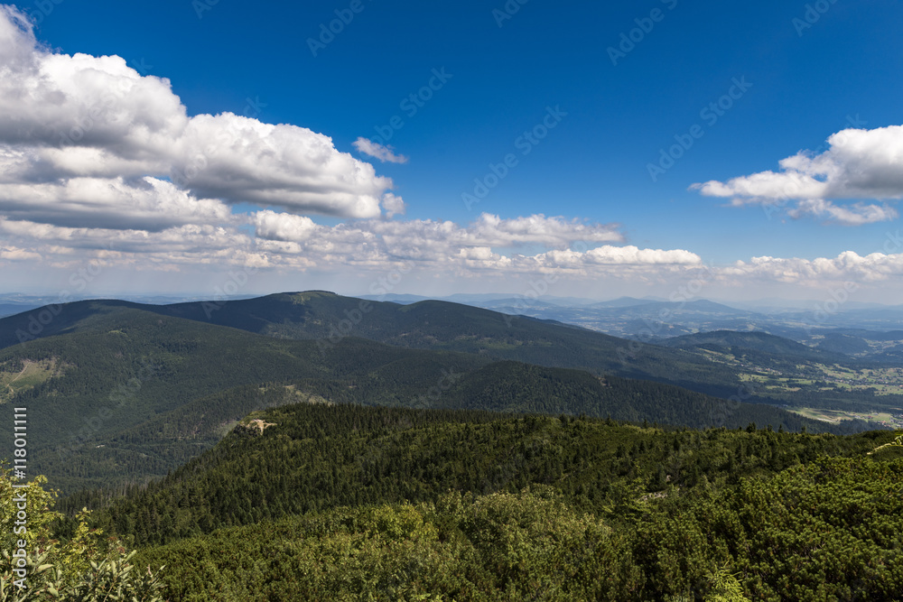 Panorama of the Beskidy Mountains