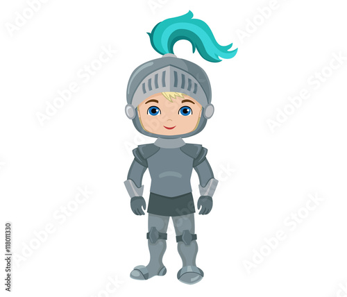 Vector Illustration of little knight isolated on white background.