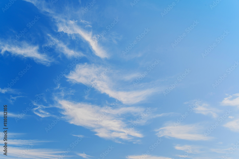 Blue sky and white wave clouds, blue sky for background.