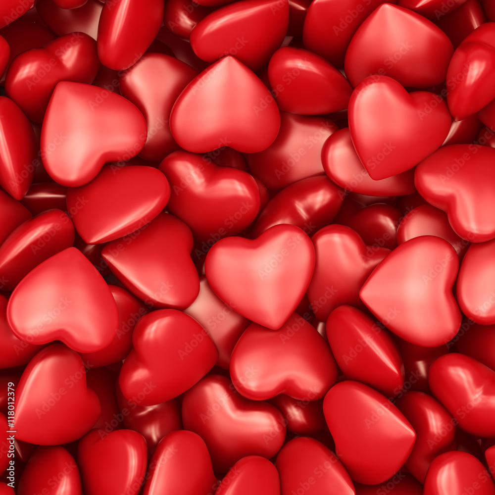 3D rendering background of hearts
