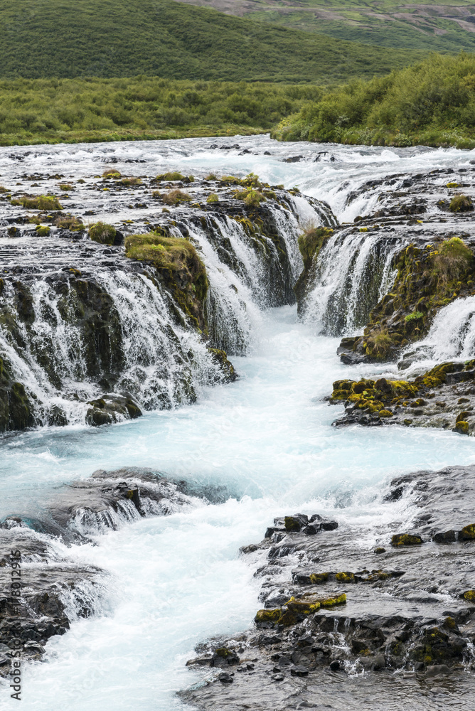 Fototapeta premium Bruarfoss cascad waterfall with the blue water in South Iceland