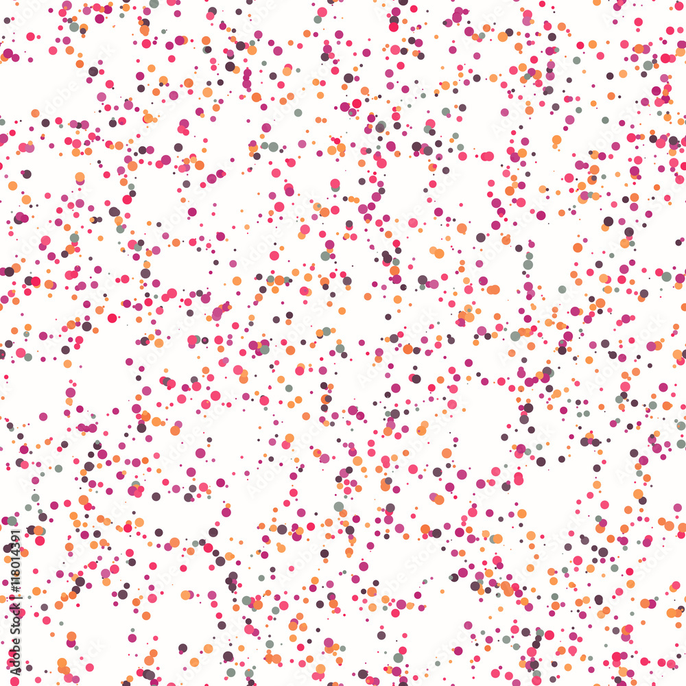 Vector abstract seamless pattern with colorful circles. Retro stylish background with dots.