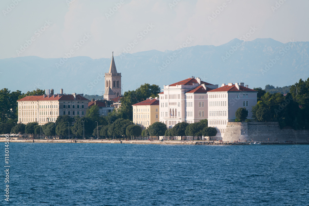 view from the sea to the old city Zadar.