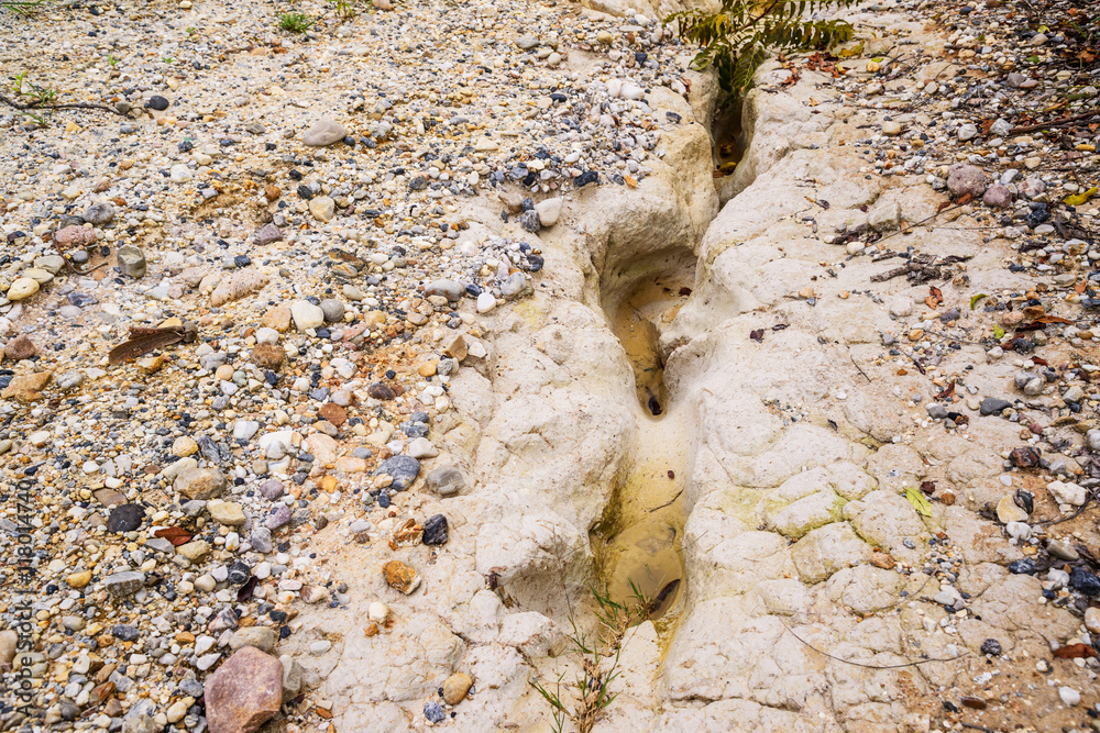 The road surface is water erosion The road surface is water erosion