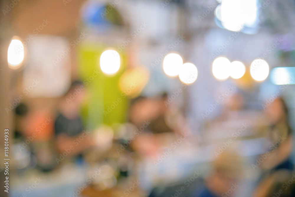 Obraz premium Blurred Customer at restaurant blur background with bokeh, Blurr