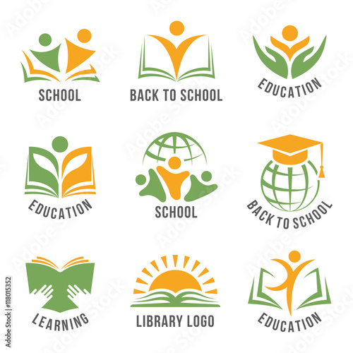Set of colorful school logos