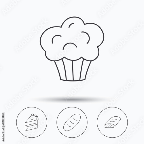 Sweet muffin, cake and bread icons.