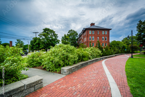 Walkway and Barnstable Town Hall, in Hyannis, Cape Cod, Massachu photo