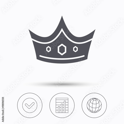 Crown icon. Royal throne leader sign. © tanyastock