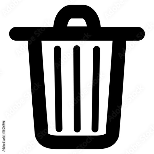 Trash Can vector icon. Style is stroke flat icon symbol, black color, white background.