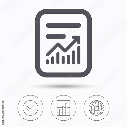 Report file icon. Document page with statistics.