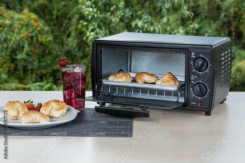black toaster oven on natural background