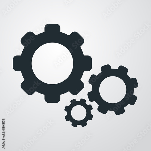 Icono plano engranajes en fondo degradado