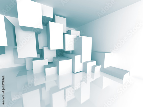 White Abstract Architecture Background. Cubes Design Object