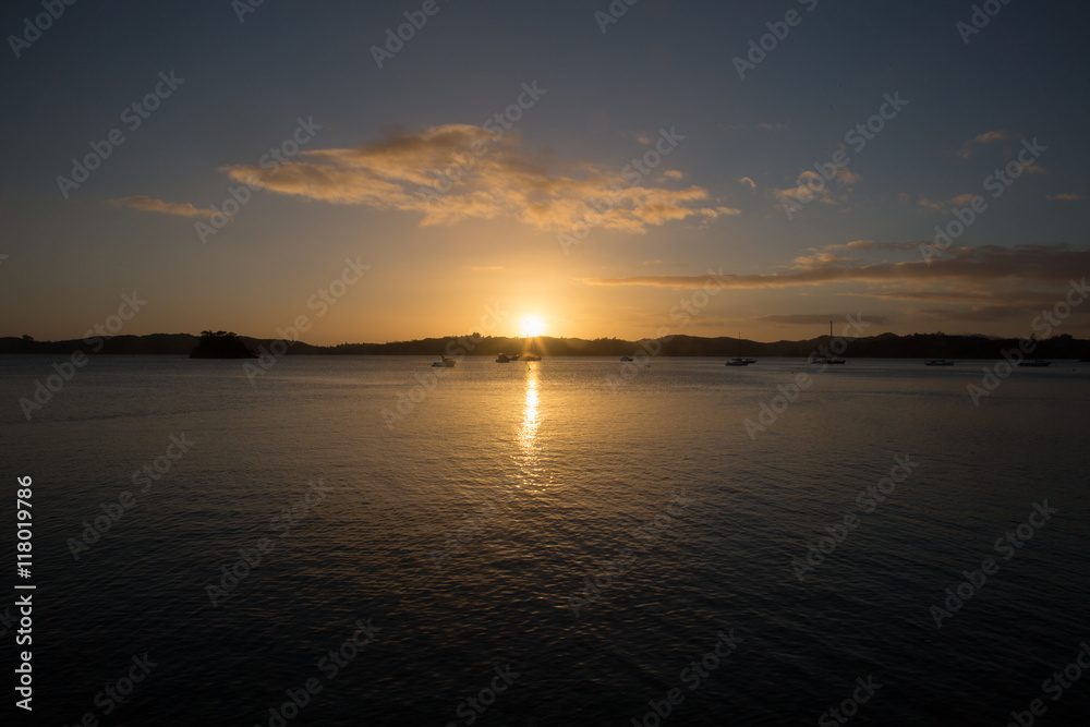 Sunrise over Russell in the Bay of Islands, New Zealand