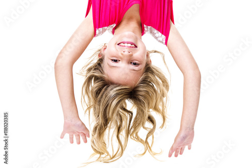 Little girl upside down