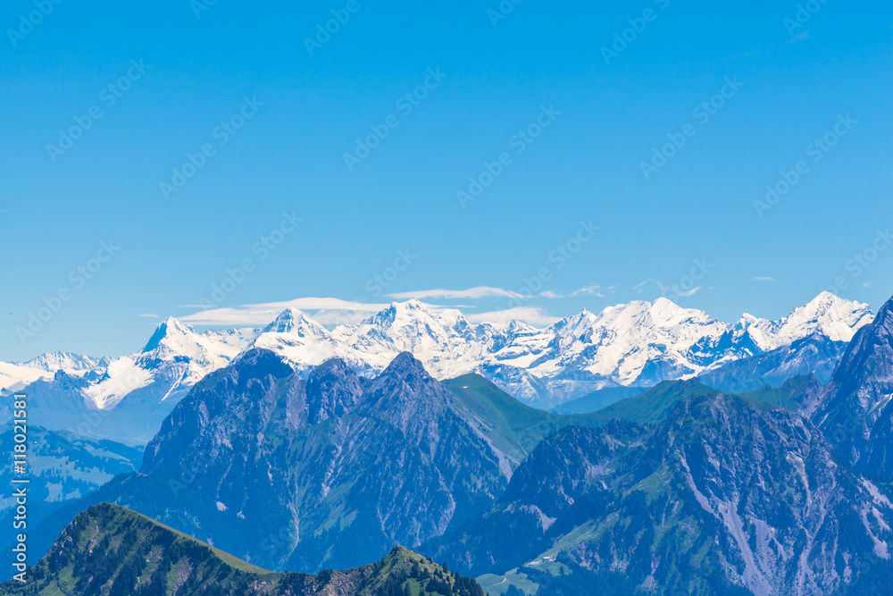 Panorama view of Bernese Alps from Rochers-de-Naye