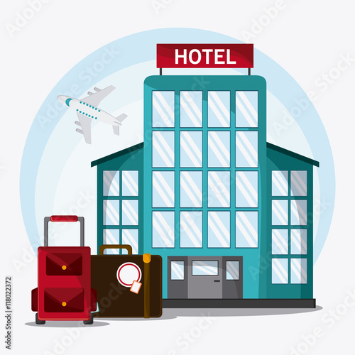 baggage hotel airplane time to travel vacations trip icon. Colorfull illustration. Vector graphic