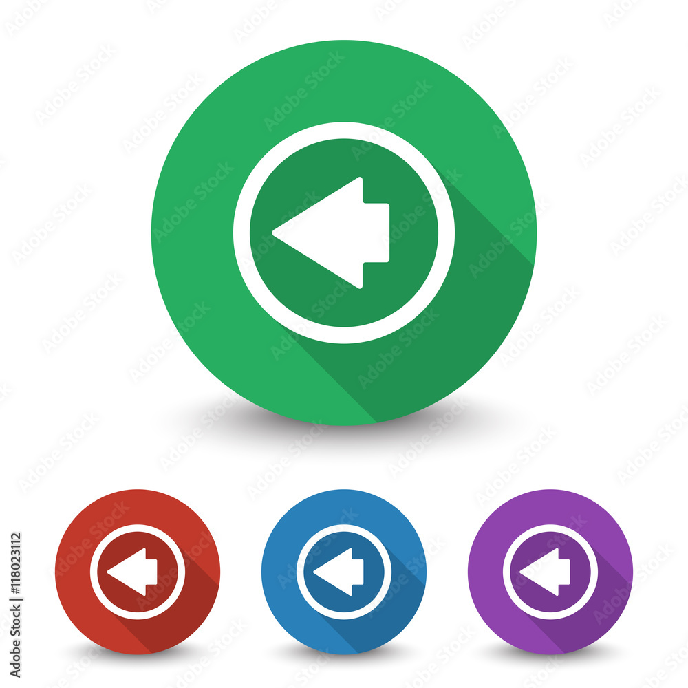 White Arrow Left icon in different colors set White Arrow Left icon in different colors set