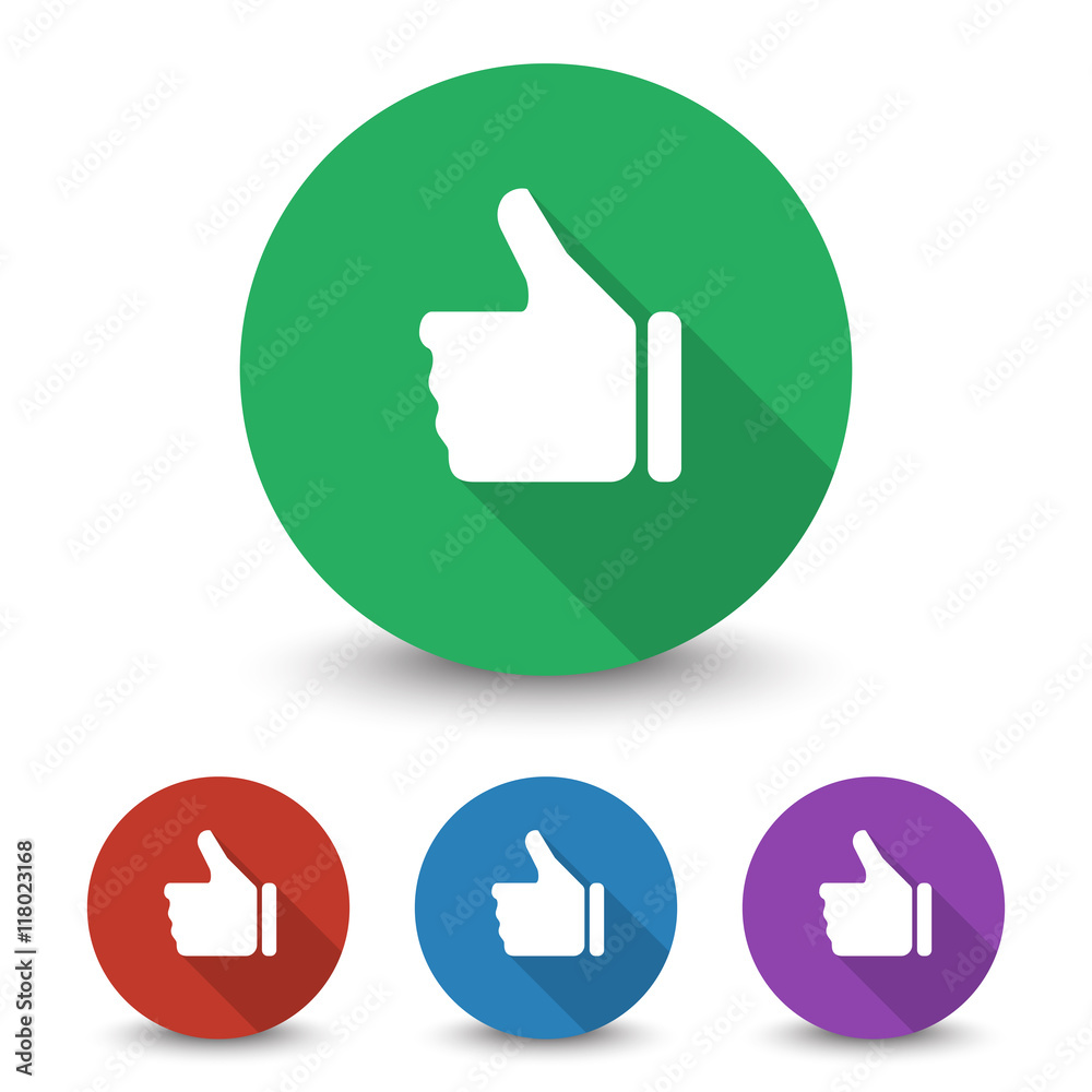 White Thumb Up icon in different colors set