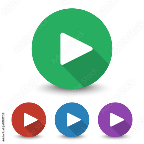 White Play icon in different colors set