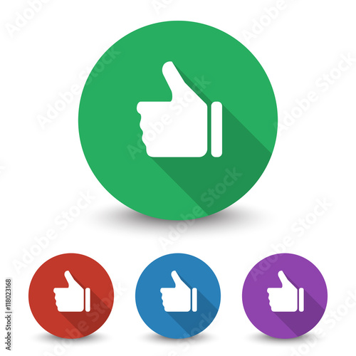 White Thumb Up icon in different colors set