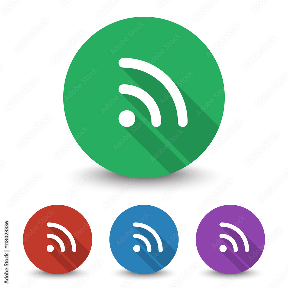 White Rss icon in different colors set White Rss icon in different colors set
