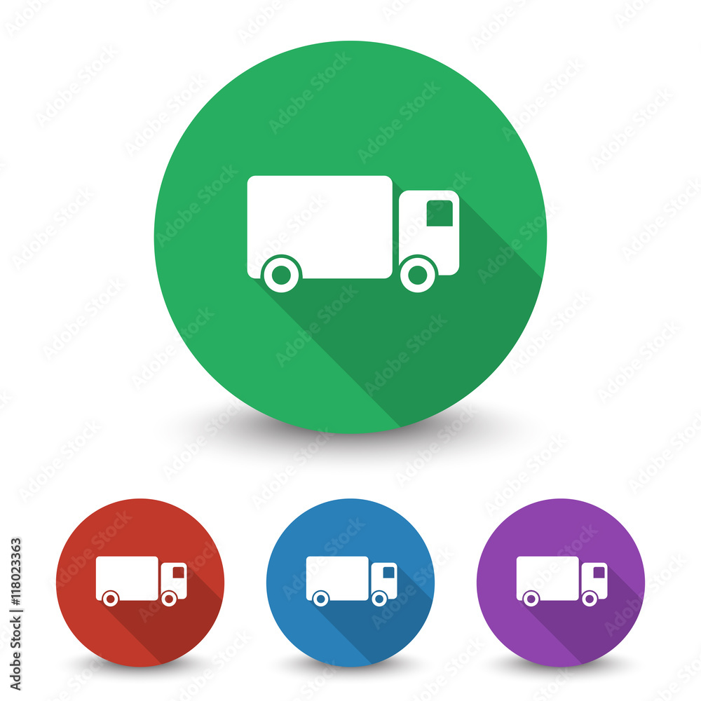 White Delivery Truck icon in different colors set White Delivery Truck icon in different colors set