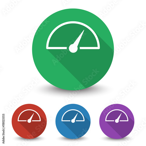 White Speed Meter icon in different colors set