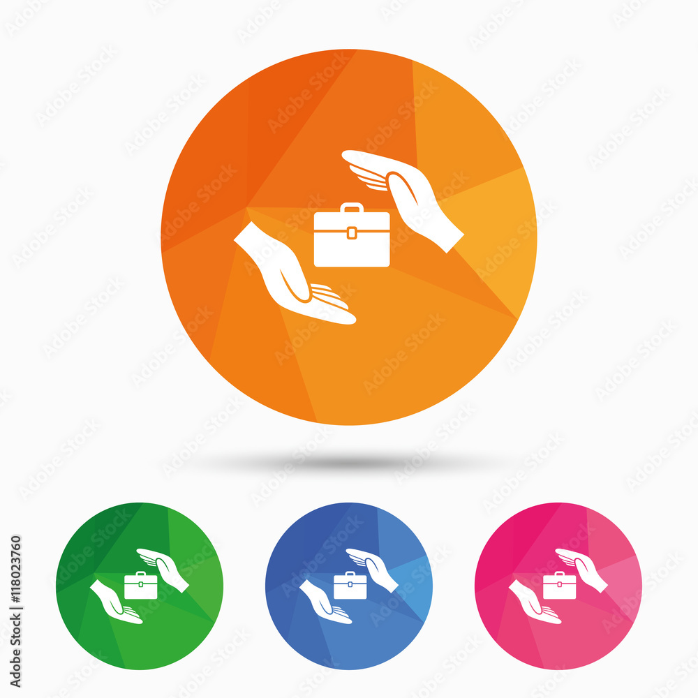 Baggage insurance sign. Travel luggage symbol. Baggage insurance sign. Travel luggage symbol.