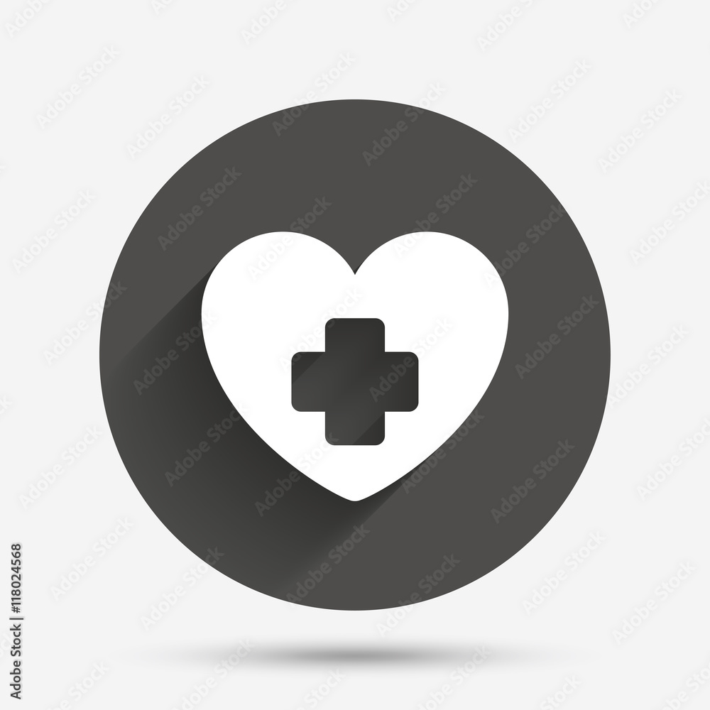 Medical heart sign icon. Cross symbol. Medical heart sign icon. Cross symbol.