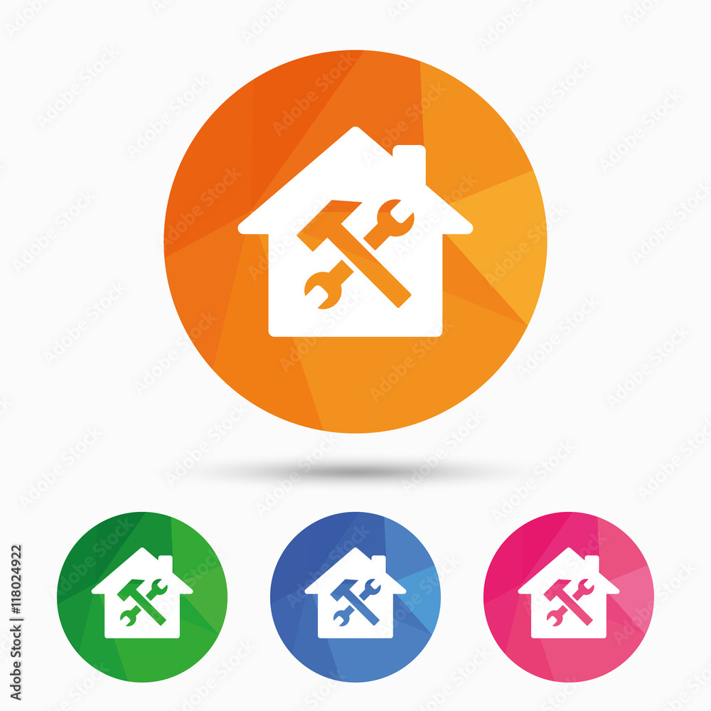 Service house. Repair tool icon. Service symbol. Service house. Repair tool icon. Service symbol.