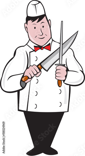Butcher Sharpening Knife Cartoon