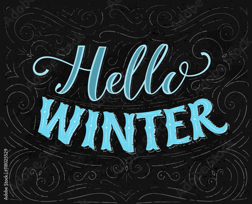 Hello winter text. Vintage ...