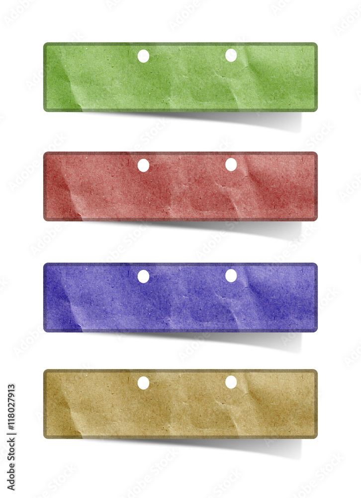 Obraz premium talk origami tag recycled paper craft stick on white background