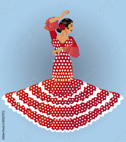 Beautiful spanish flamenco girl , vector illustration