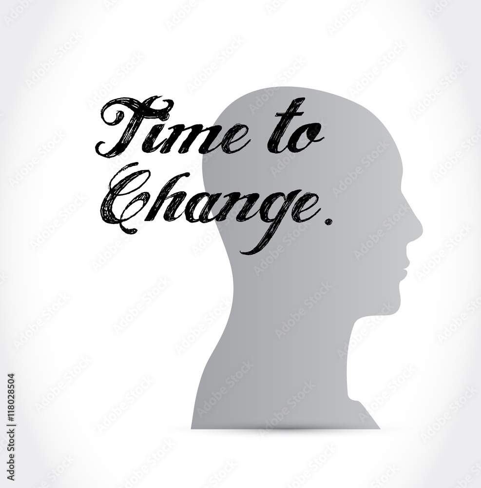 time to change brain sign isolated concept
